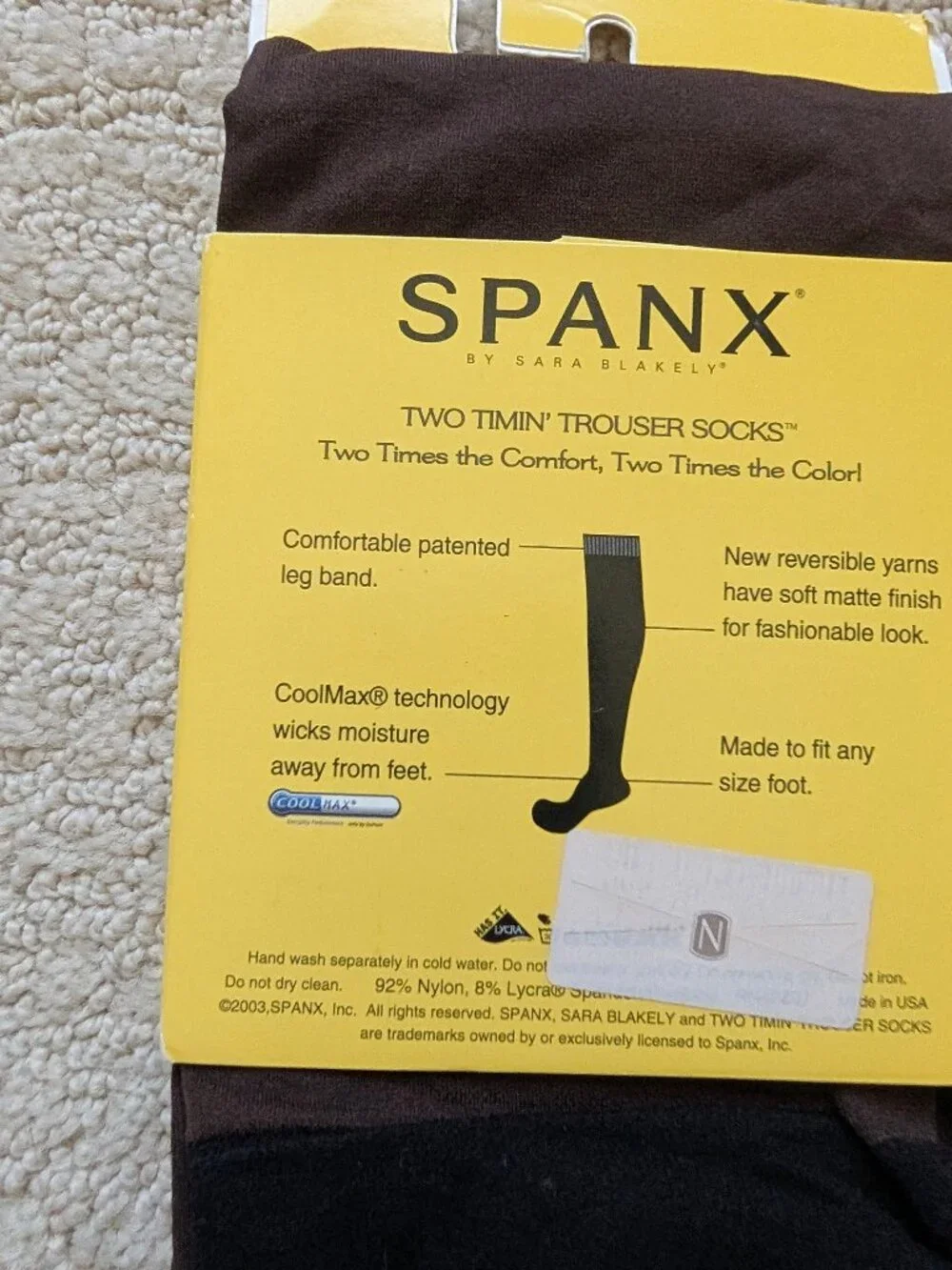 NEW Spanx Reversible Black or Brown Coolmax Two Timin' Trouser Socks Women's nwt